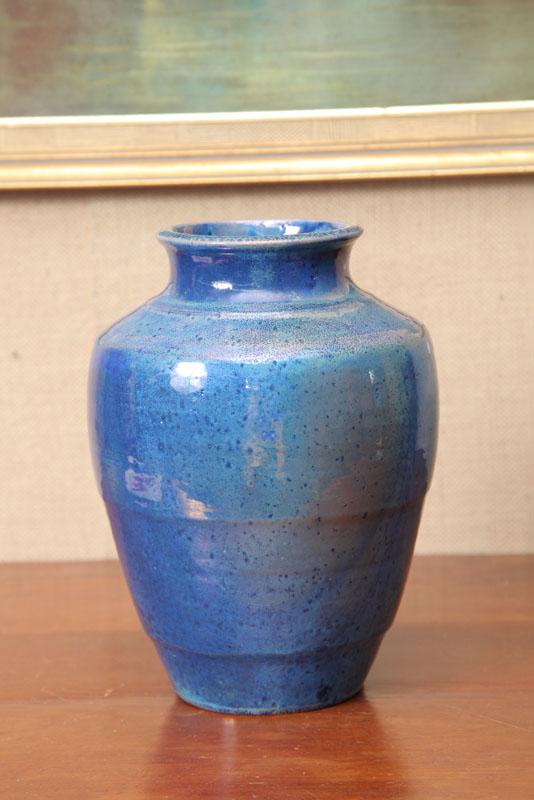 Appraisal: PEWABIC POTTERY VASE Shouldered vase with flared rim and blue