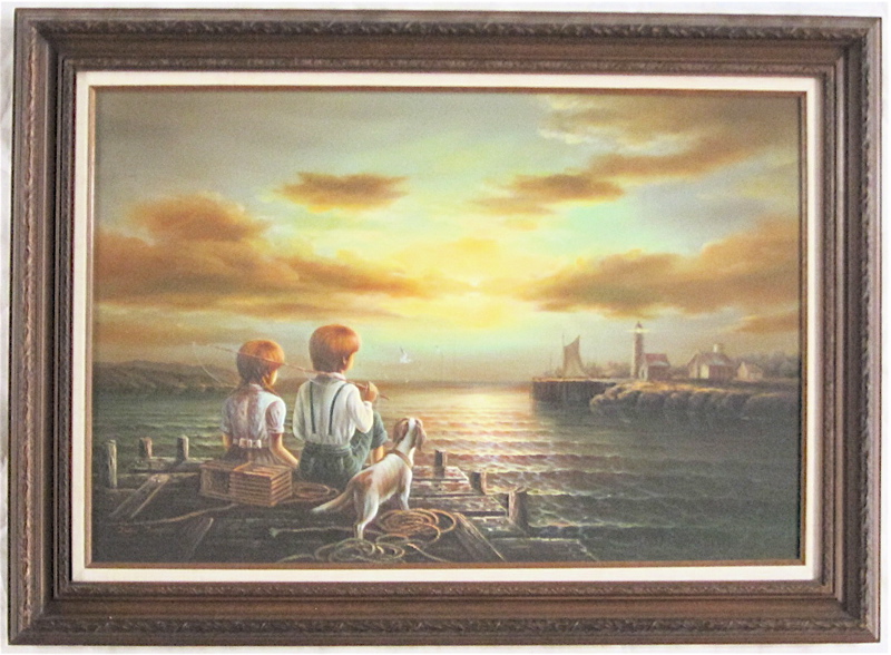 Appraisal: JHON JURGENS OIL ON CANVAS th century sunset harbor scene