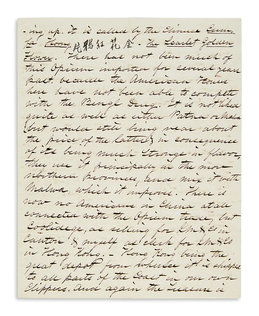 Appraisal: CHINA Howell Augustus Correspondence of a Hong Kong opium merchant