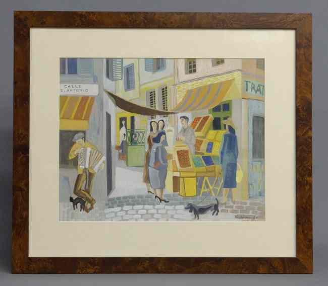 Appraisal: Painting street scene signed and dated ''Ruudt Florn ' ''