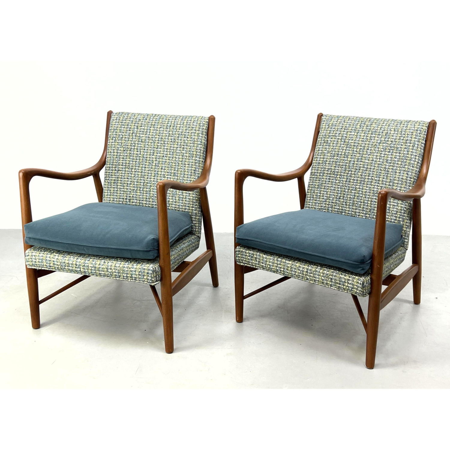 Appraisal: Pair Contemporary Finn Juhl Style Lounge Chairs Unmarked Dimensions H