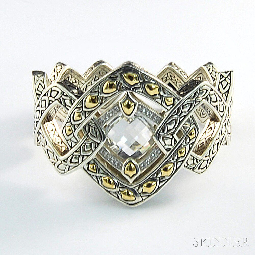 Appraisal: John Hardy Naga Sterling Silver kt Gold and White Sapphire