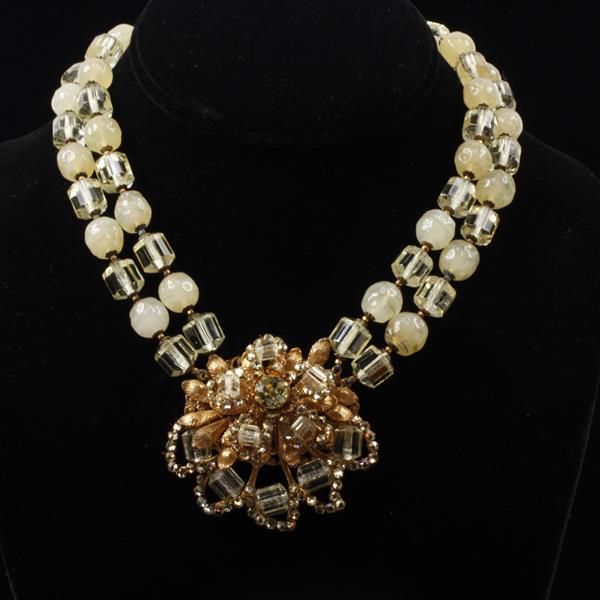 Appraisal: Miriam Haskell Yellow Venetian Art Glass and Crystal Necklace with