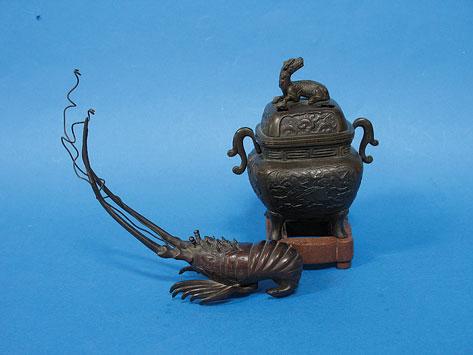 Appraisal: A JAPANESE BRONZE OF A LOBSTER with upturned antennae Meiji