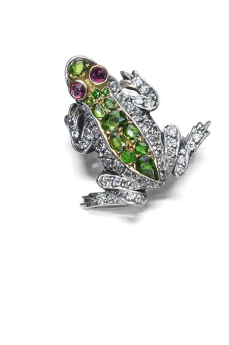 Appraisal: An Edwardian multi-gem set novelty brooch designed as a frog