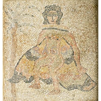 Appraisal: BYZANTINE STYLE MOSAIC PANEL Depicting a woman with raised dress