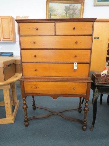 Appraisal: William Mary Style Highboy Chest shaker style knobs a beauty