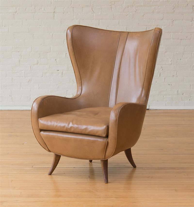 Appraisal: ERNST SCHWADRON ATTRIBUTION WING CHAIR With walnut legs x x