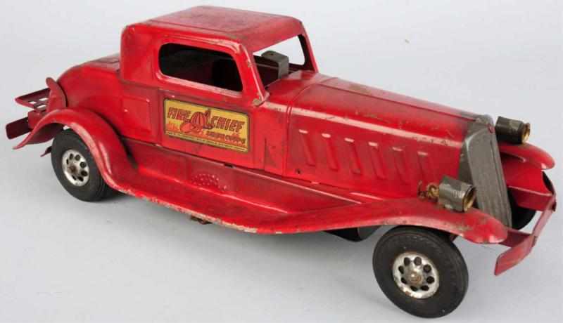 Appraisal: Pressed Steel Girard Fire Chief Siren Car Toy American Battery-operated