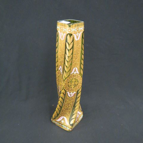 Appraisal: Moser Art Glass Vase enameled flowers and extensive gold work