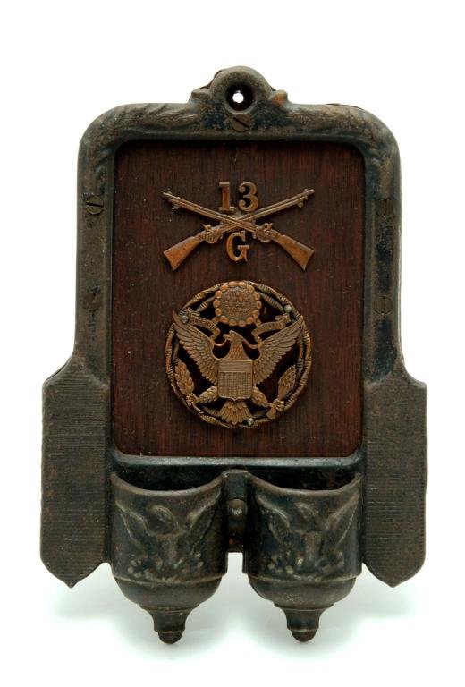 Appraisal: Trench or military art match safe incorporating an infantry rifleman's