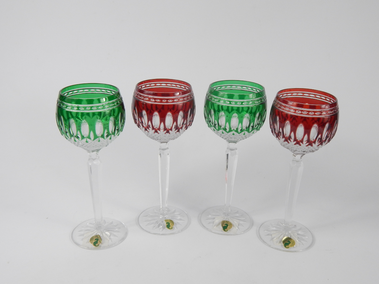 Appraisal: A set of four Waterford cut glass red and green