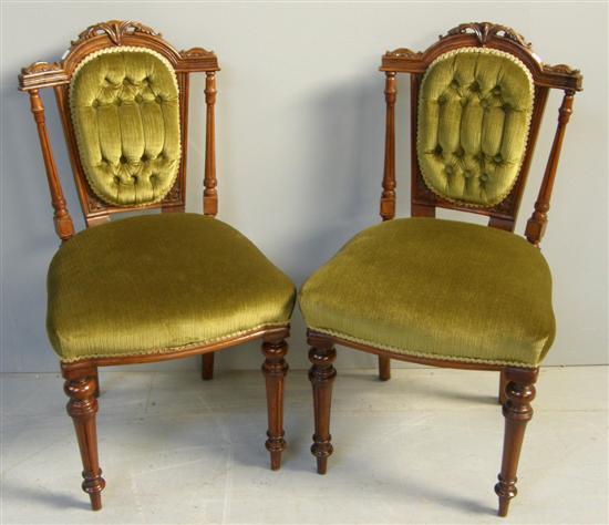 Appraisal: Set of six th century walnut and mahogany dining chairs