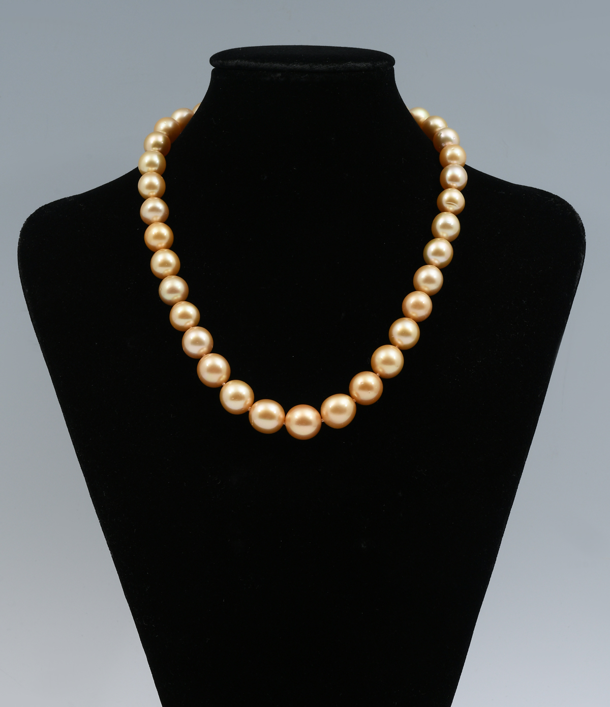 Appraisal: GOLDEN SOUTH SEA PEARL NECKLACE WITH K CLASP pearls range