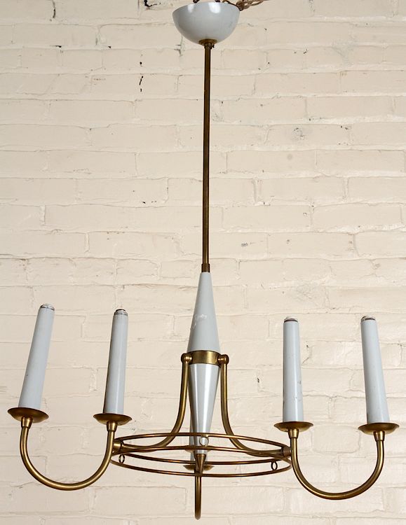 Appraisal: ITALIAN BRASS WOOD CHANDELIER MANNER OF GIO PONTI An elegant