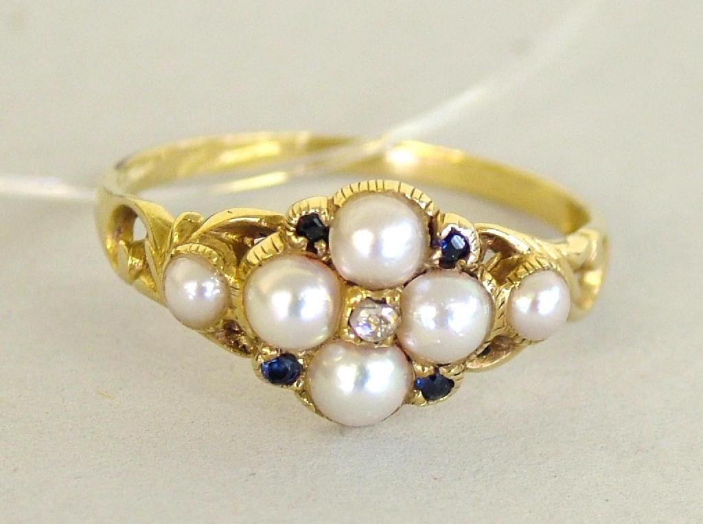 Appraisal: ct pearl sapphire and diamond set ring