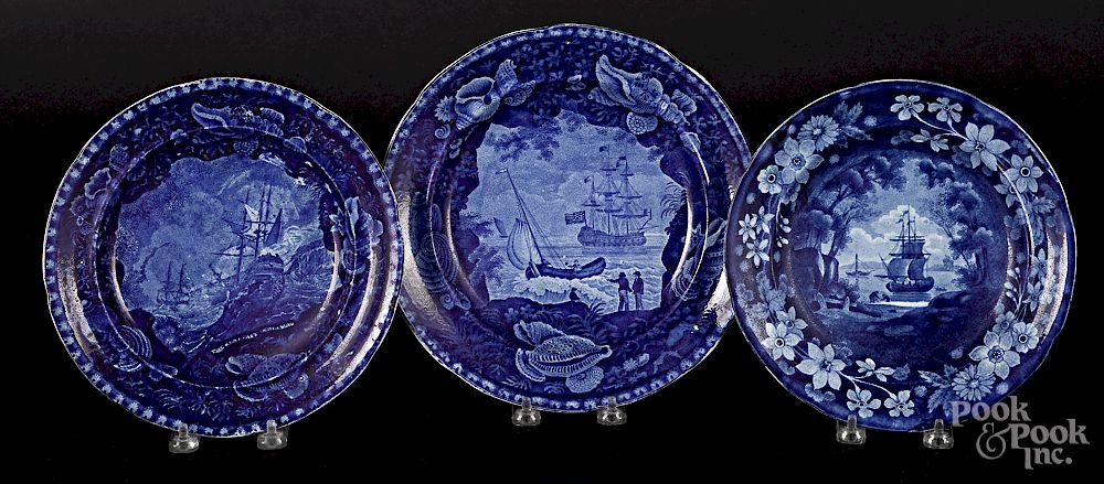 Appraisal: Three Historical blue Staffordshire plates Exclusive on Bidsquare Three Historical