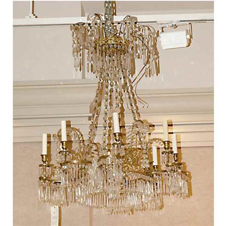 Appraisal: Baltic Neoclassical Gilt-Bronze and Cut Glass Eight-Light Chandelier Estimate -