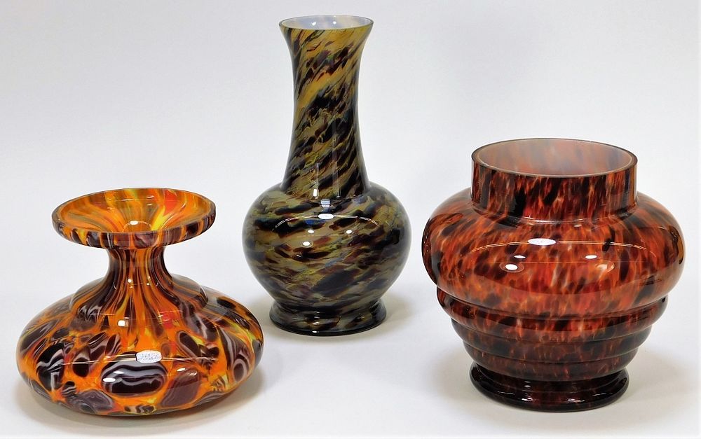 Appraisal: Assorted Bohemian Czech Art Glass Vases Group Bohemia Early th