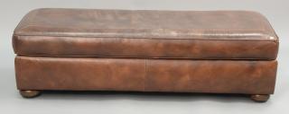 Appraisal: Leather bench ht in top x Leather bench ht in