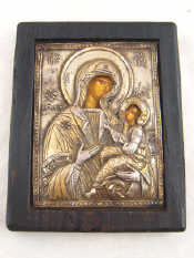 Appraisal: An Orthodox ikon of Virgin and Child in white metal