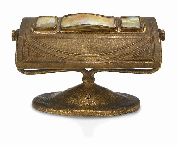 Appraisal: A Tiffany Studios gilt-bronze turtle-back tile desk lamp - intaglio