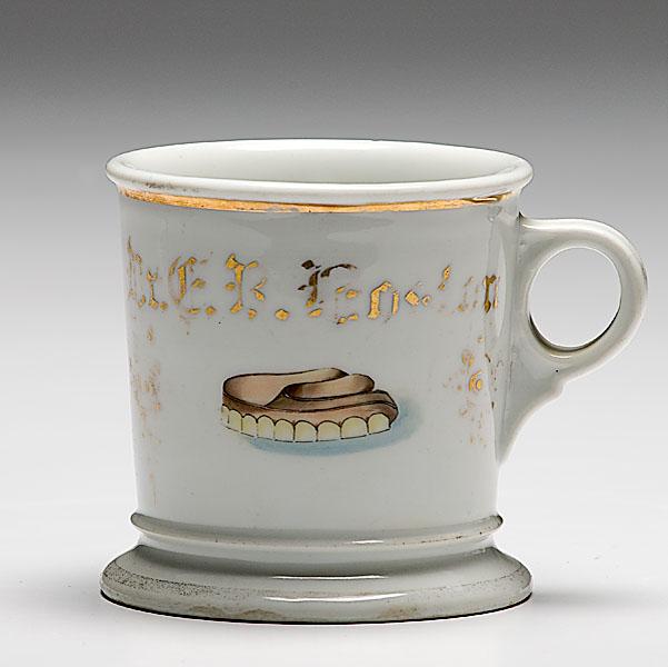 Appraisal: DENTIST'S OCCUPATIONAL SHAVING MUG porcelain with polychrome painted set of