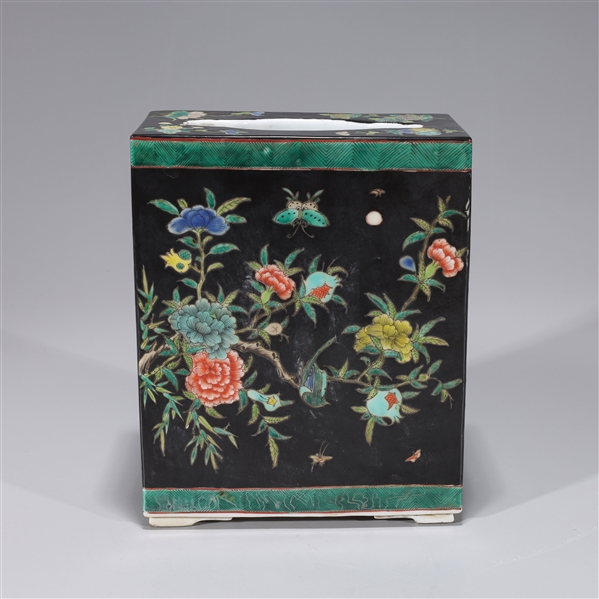 Appraisal: Chinese enameled porcelain famille verte vase with floral design overall