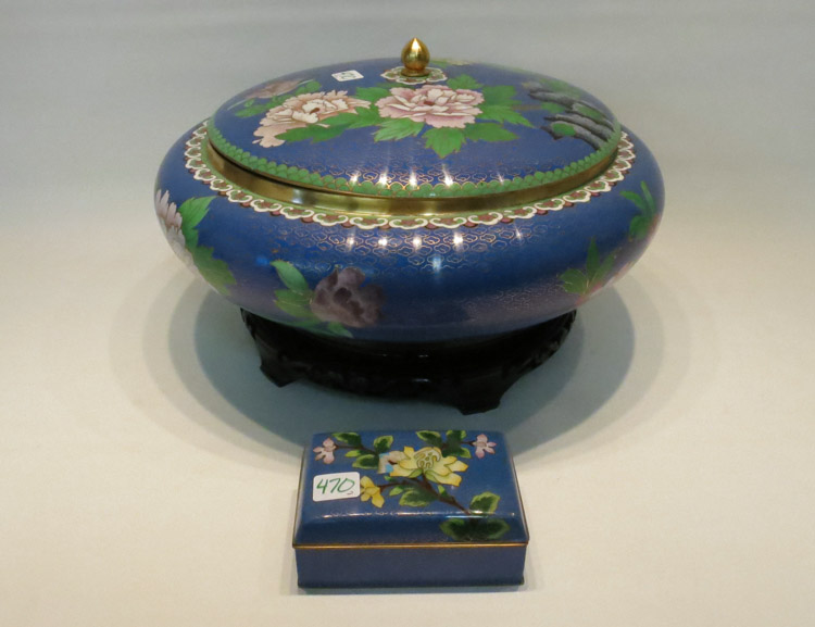 Appraisal: TWO PIECES OF CHINESE CLOISONNE including a large circular compressed