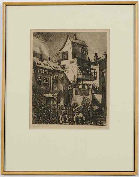 Appraisal: Josef Warkany Harvest Time Etching Josef Warkany American - etching