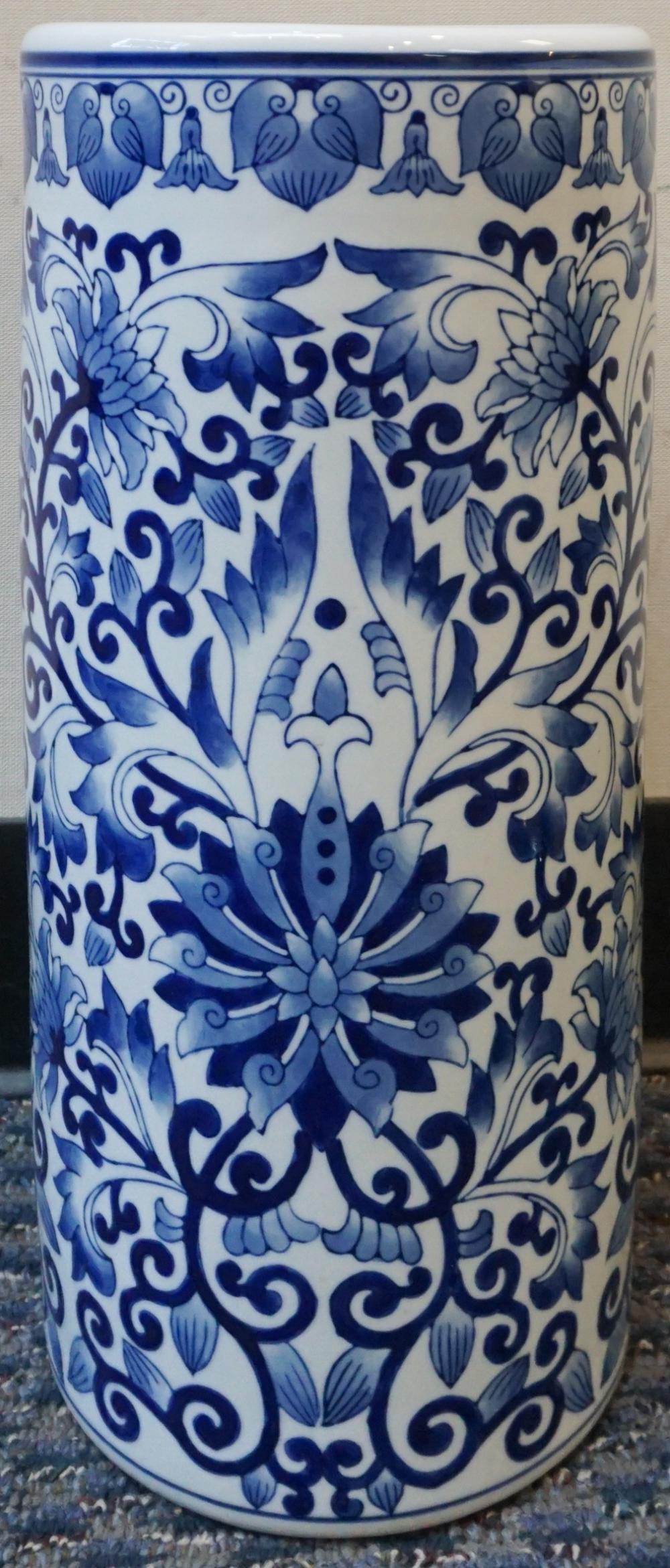 Appraisal: CHINESE BLUE AND WHITE PORCELAIN UMBRELLA JAR H IN CM