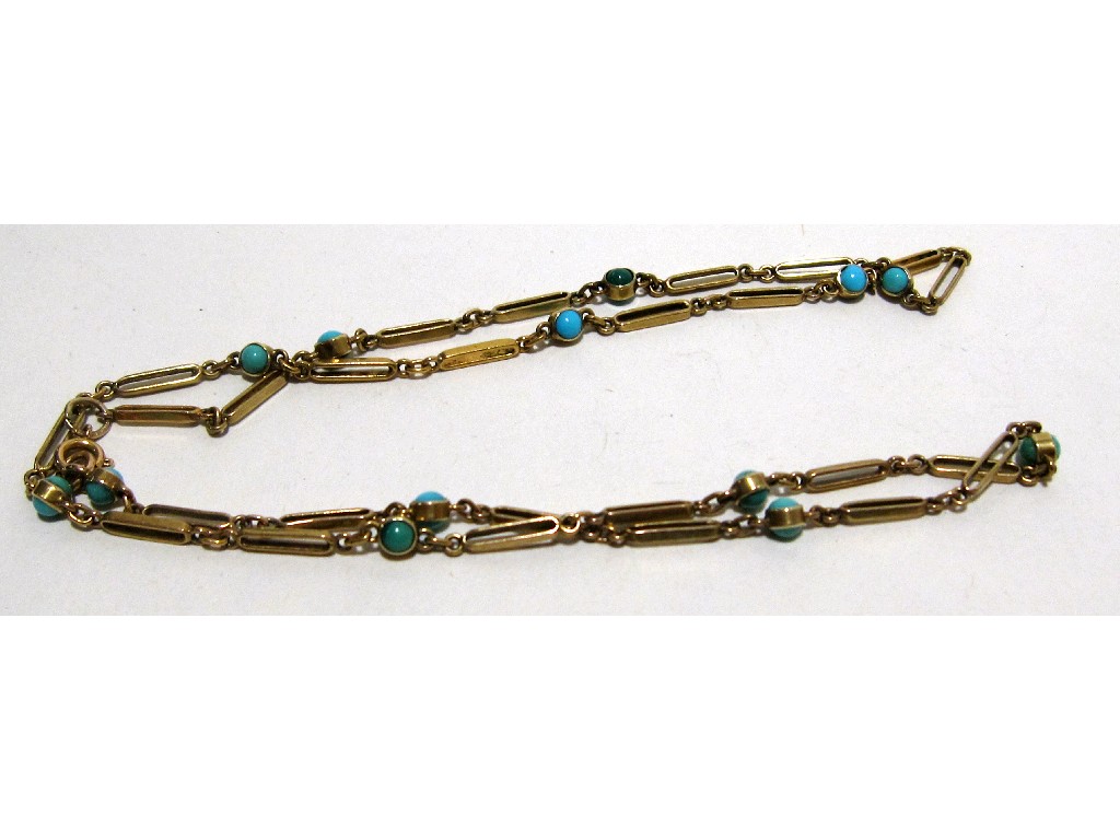 Appraisal: Gold turquoise spacer necklace