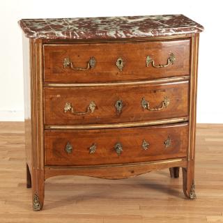 Appraisal: Nice Regence brass inlaid marble top commode Nice Regence brass