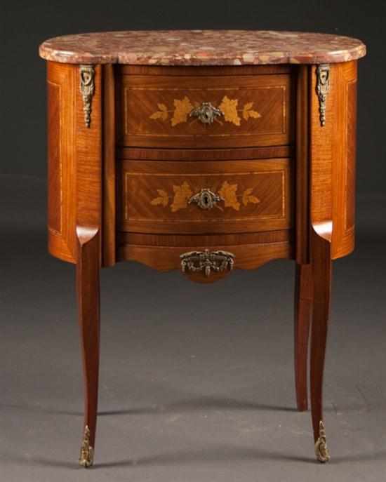 Appraisal: Louis XV style marquetry and parquetry inlaid rosewood breche d'alep