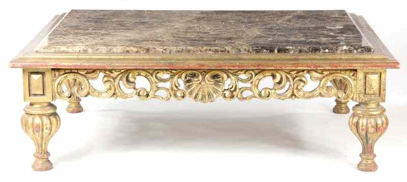 Appraisal: Continental Style Marble Top Coffee Table th century recant angular