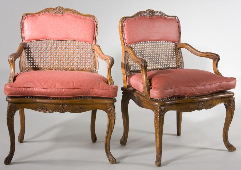 Appraisal: Pair of Louis XV Style Fauteuils early th century mahogany