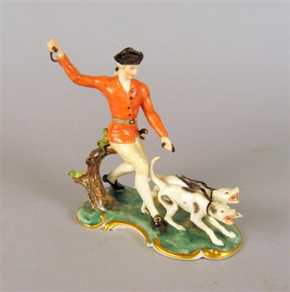 Appraisal: Nymphenburg porcelain figural group th century Depicting a huntsman impressed