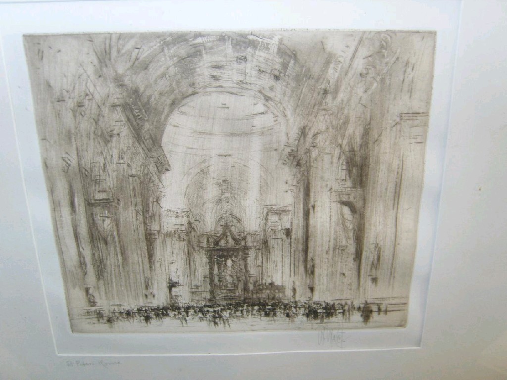 Appraisal: A collection of prints and etchings including a sepia etching