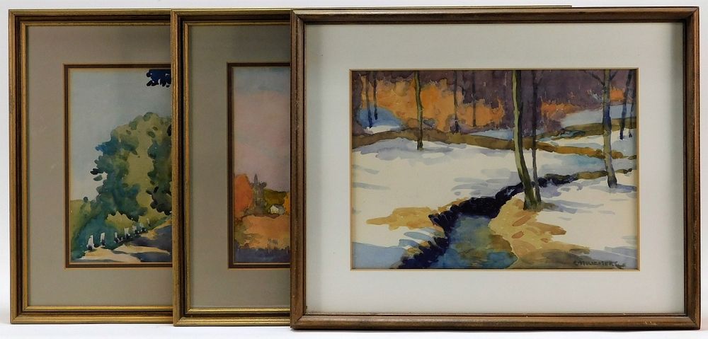 Appraisal: Charles Henry Richert Landscape WC Paintings Maine Massachusetts - Includes