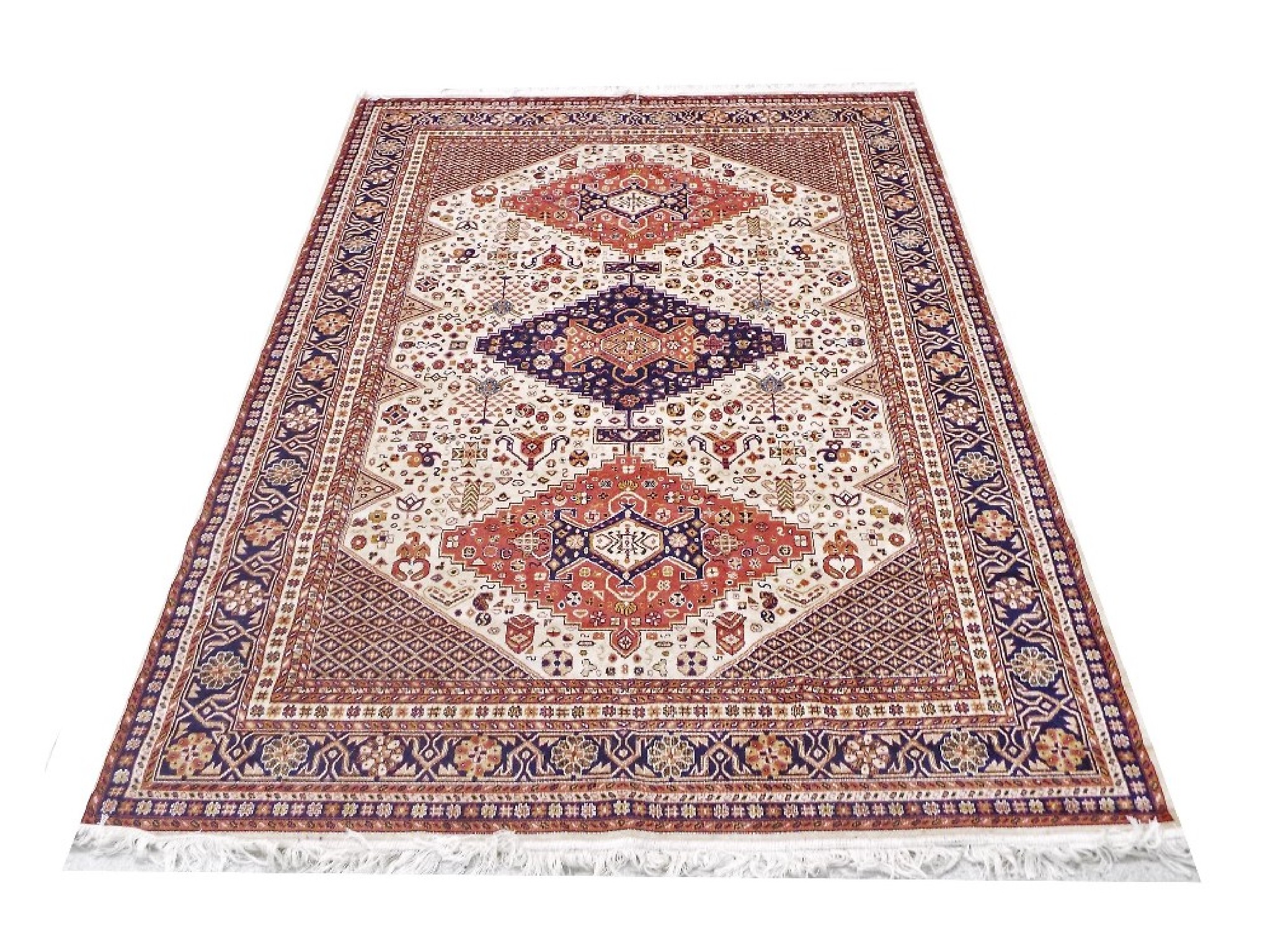 Appraisal: Caucasian rug with beige ground x