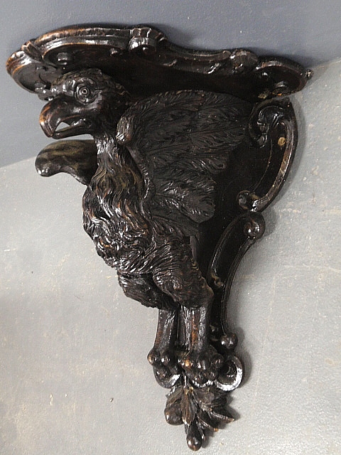 Appraisal: - Continental carved eagle wall bracket th c h x