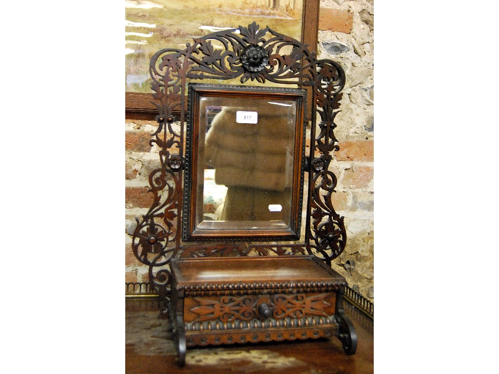 Appraisal: A th century colonial carved and pierced fretwork table mirror