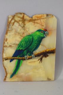 Appraisal: Hand Painted Parrot on Marble Plaque Hand painted parrot on