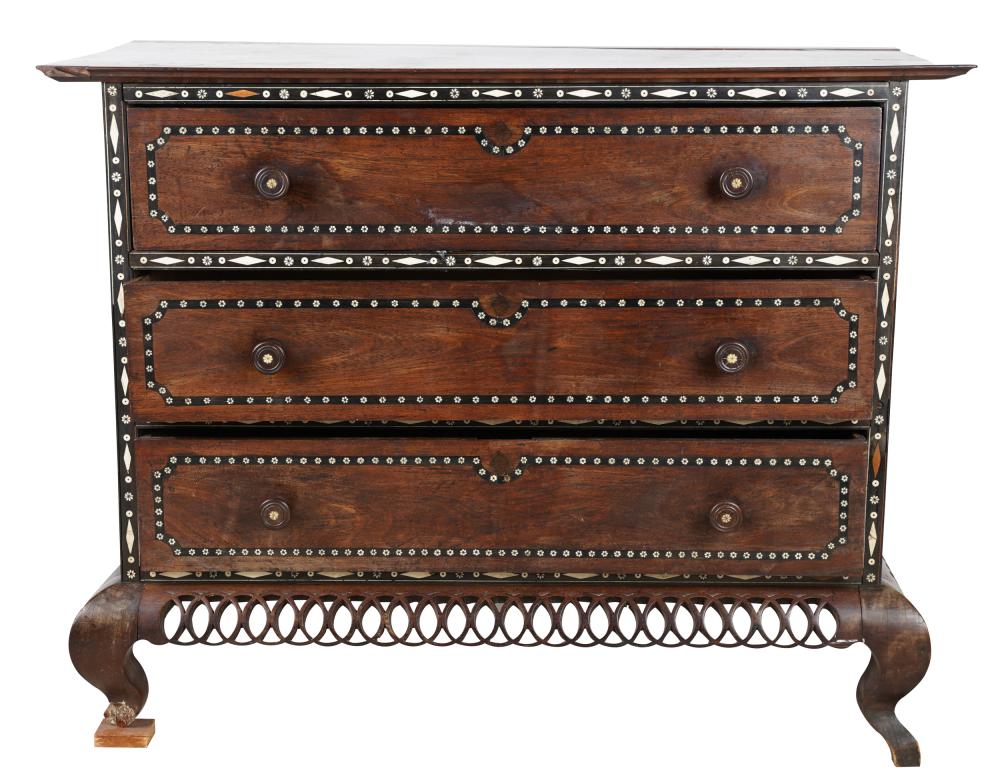 Appraisal: ANGLO-INDIAN INLAID CHEST OF DRAWERSCondition with front left corner of