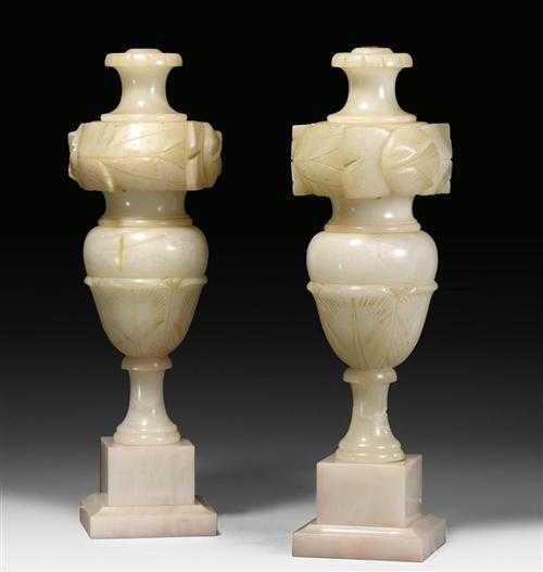 Appraisal: PAIR OF ALABASTER LAMPS late Restauration probably Italy th century