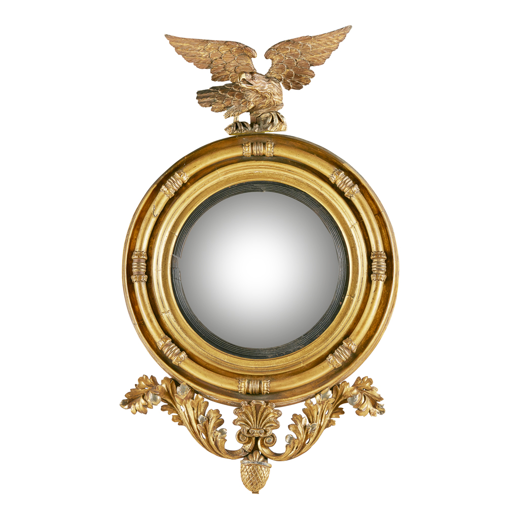 Appraisal: REGENCY GILTWOOD CONVEX MIRROR EARLY TH CENTURY the circular convex