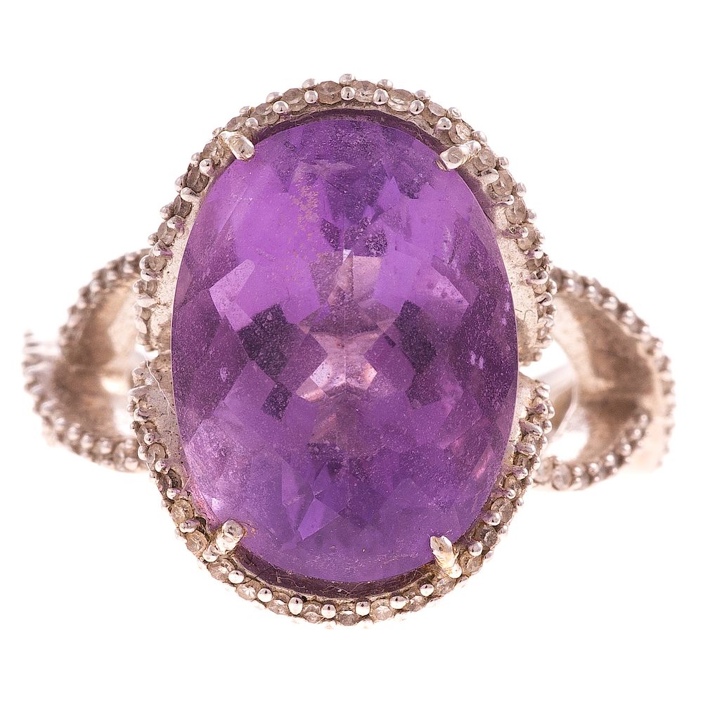 Appraisal: A Ladies Amethyst Diamond Ring in K Gold K white