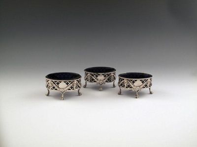 Appraisal: A set of three George III silver salt cellars by