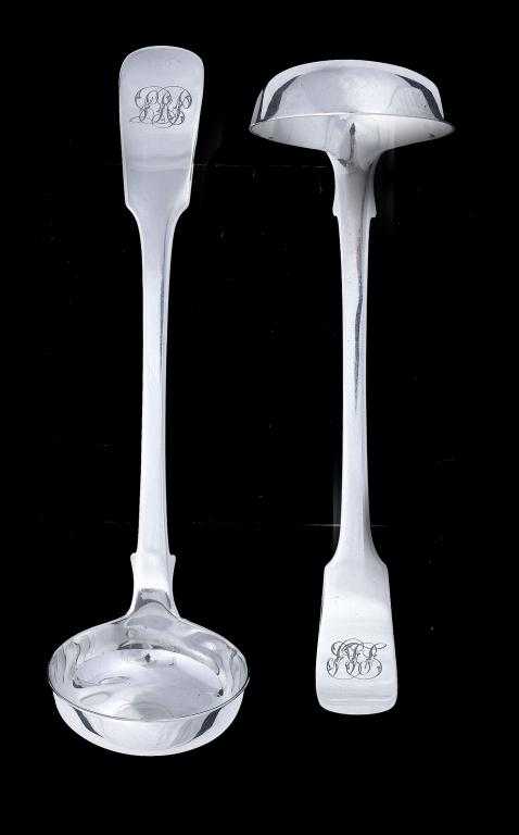 Appraisal: A PAIR OF SCOTTISH WILLIAM IV TODDY LADLES Fiddle pattern