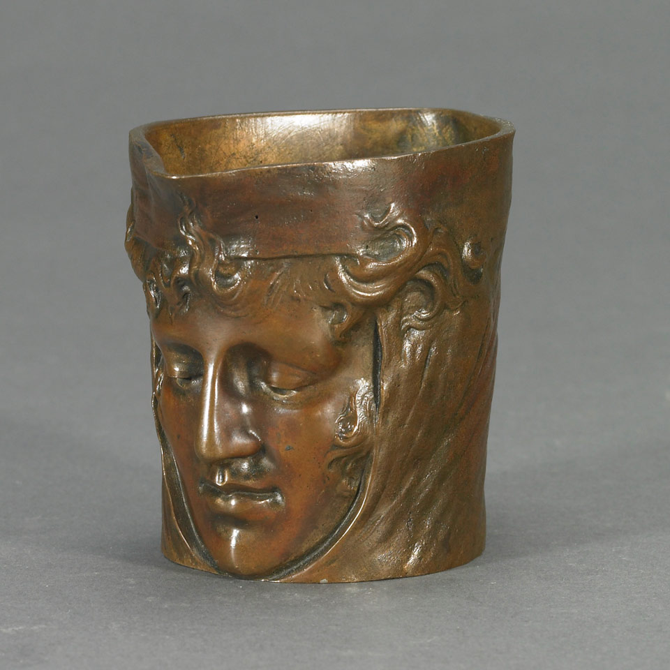 Appraisal: Art Nouveau Patinated Bronze Head Form Creamer c modelled as